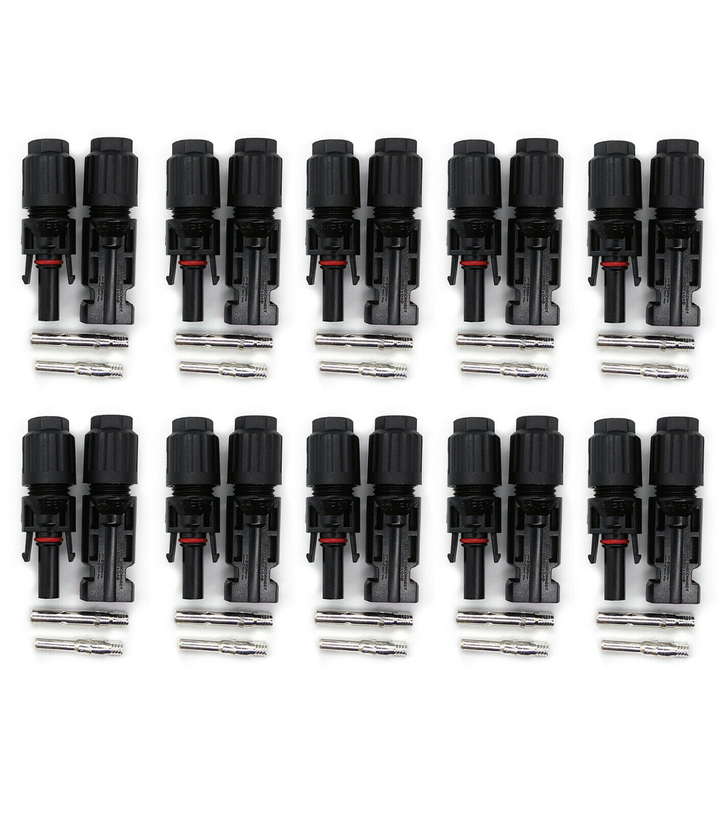 10 Pairs of Solar Panel Cable Connectors Male Female Compatible with MC4