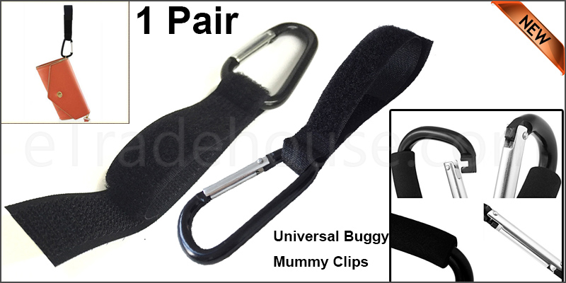 2X Universal Buggy Mummy Adjustable Clips Pram Pushchair Shopping Bag Hook Carabiner Clip