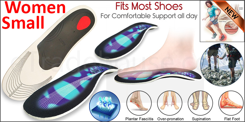 Orthotic Pro Insoles Arch Support Heel Cushion Plantar Fasciitis Orthopedic 3D  Women Small Blue