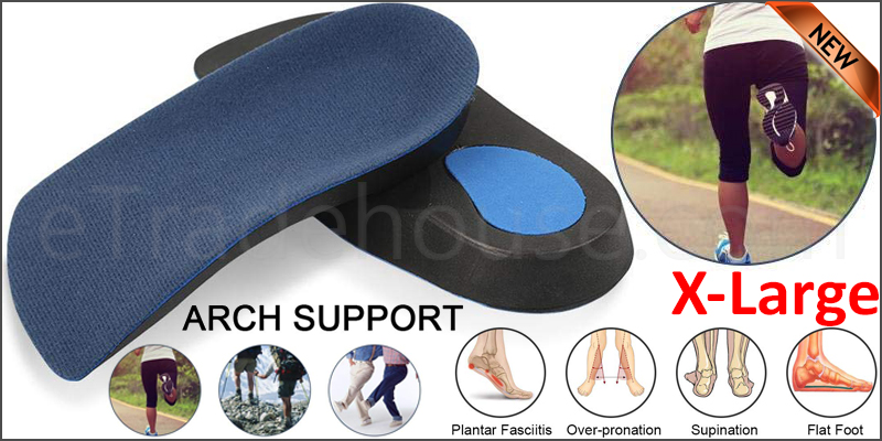 3/4 Orthotic Arch Support Insoles For Plantar Fasciitis Fallen Arches Flat Feet X-Large