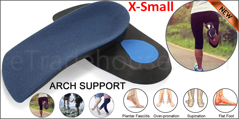 3/4 Orthotic Arch Support Insoles For Plantar Fasciitis Fallen Arches Flat Feet X-Small