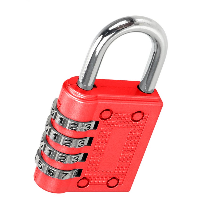Red Combination Lock 4 Digit Padlock For Locker Gym Bag Travel Suitcase Shed Doors