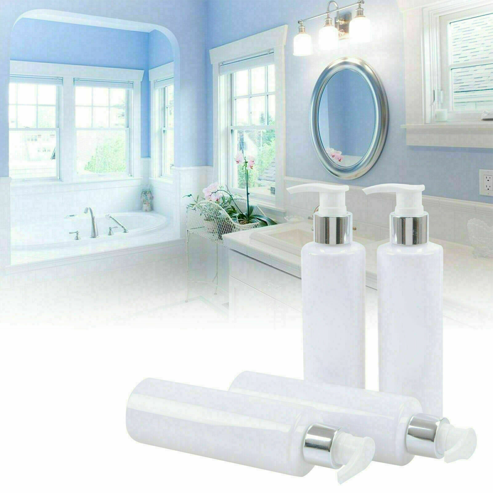 500ml Bathroom Dispenser Soap Pump White Cylindrical PET Plastic Bottle Silver White Lotion Pump