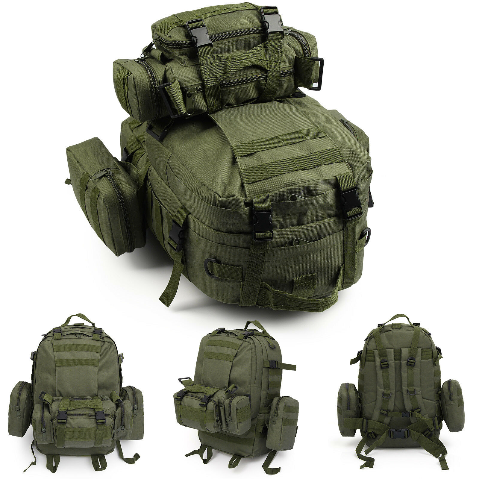 Green 50L Modern Military Tactical Army Rucksacks Molle Backpack Camping Hiking Bag