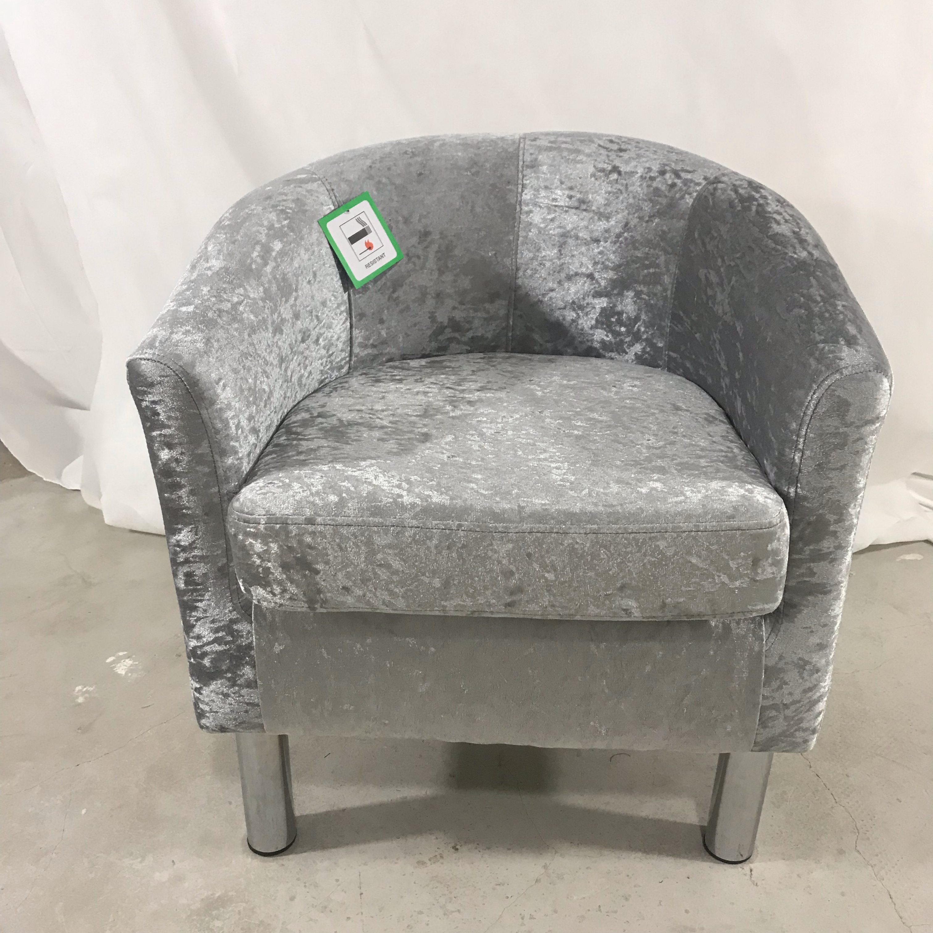 Silver Velvet Tub Chair Lounge Armchair Occasional Accent Chair Sofa