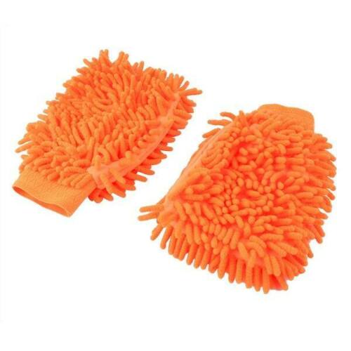 Orange Microfibre Wash Mitt Ultra Soft Car Cleaning Dusting Washing Glove Noodle Sponge