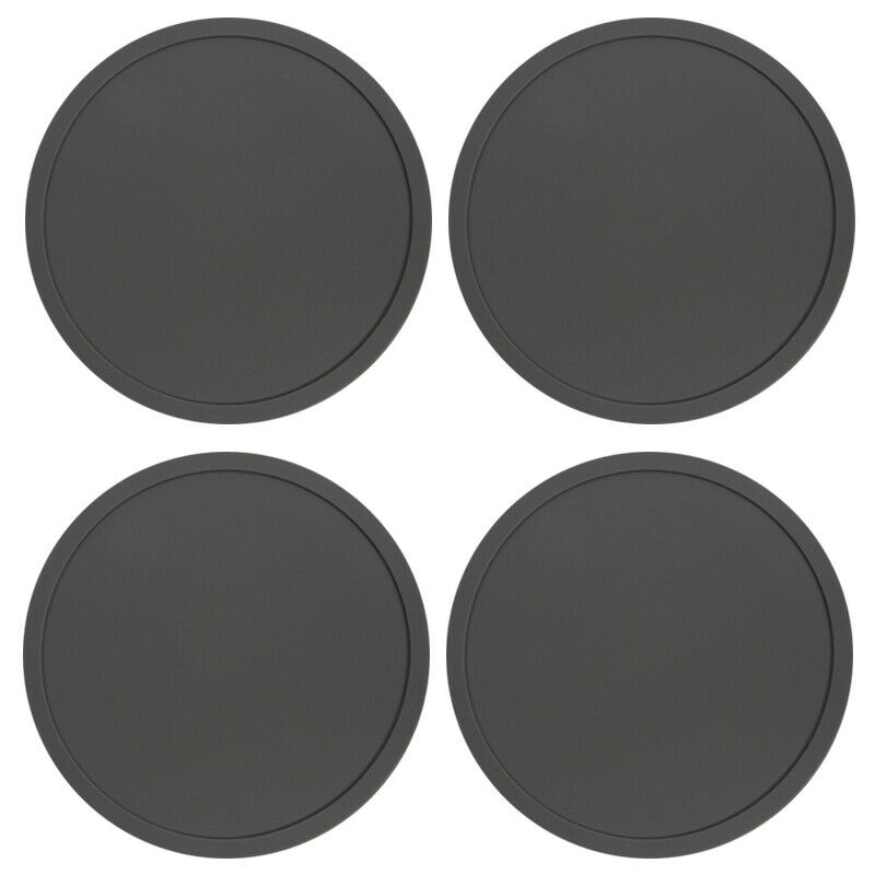 Grey Premium Rubber Silicone Hot Drink Coasters Place Mat Coffee Tea Mug - 4 Pack