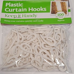 100 X Curtain Hooks For Curtains With Header Tape White Plastic Nylon New