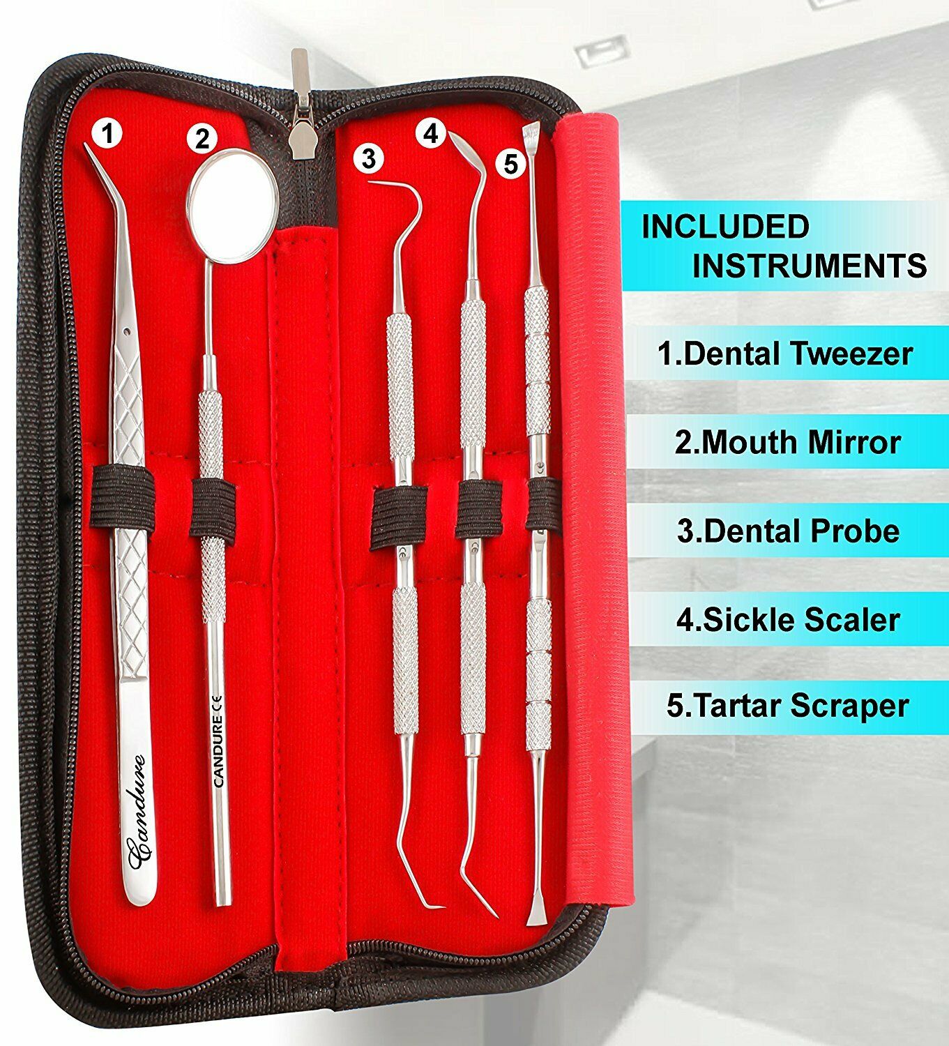 6pcs Dental Tooth Cleaning Kit Dentist Scraper Pick Tool Calculus Plaque Flos Remover