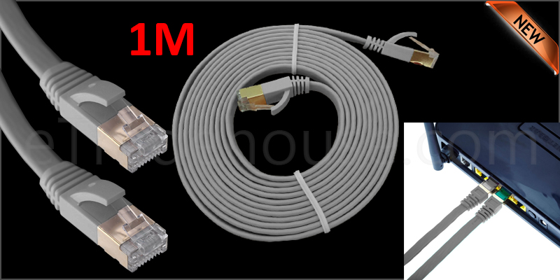 1 Meter Flat Rj45 Cat7 Ethernet Network Cable Lan