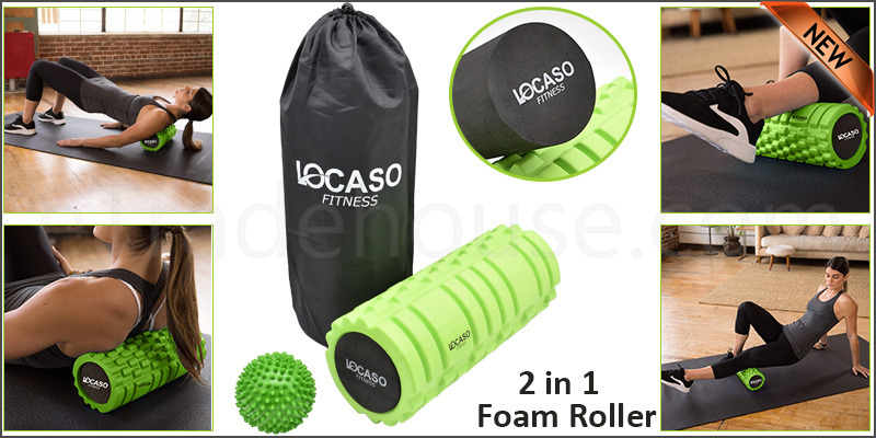 Locaso Fitness 2 In 1 Foam Roller Exercise With Massage Ball And Carry Bag