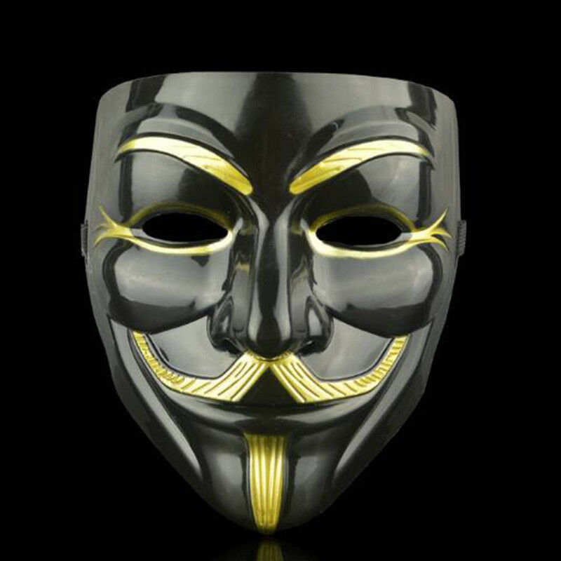 Black With Eye Liner Fancy Face Mask Hacker V Anonymous for Vendetta Guy Fawkes Xmas Party Dress