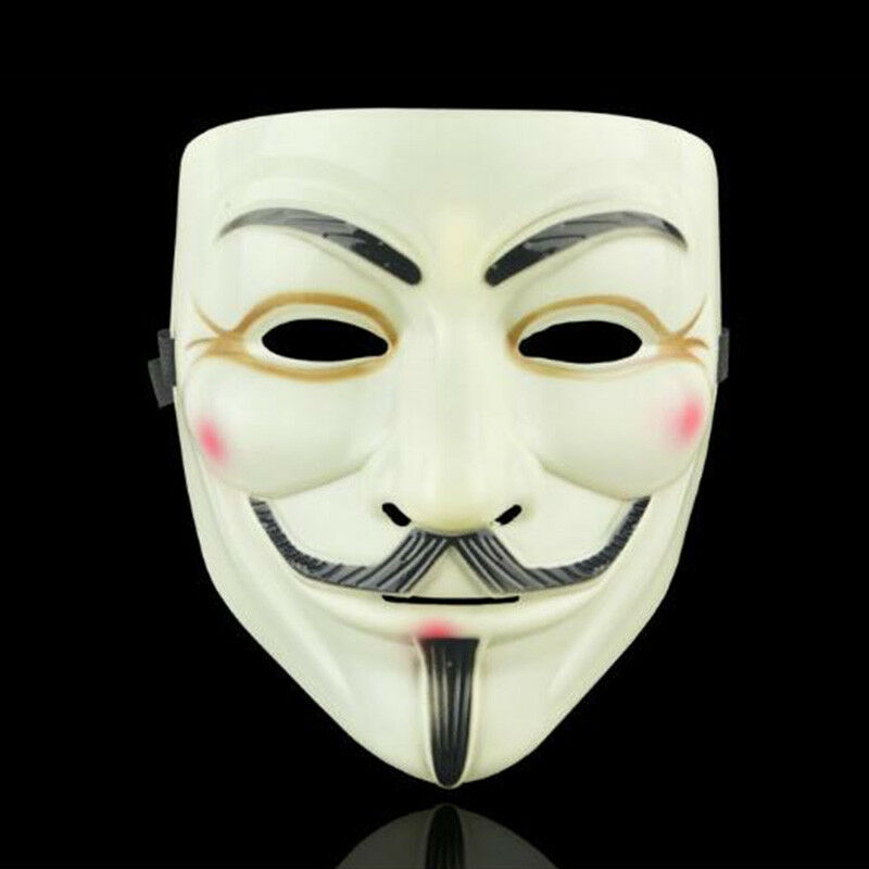 Yellow With Eye Liner Fancy Face Mask Hacker V Anonymous for Vendetta Guy Fawkes Xmas Party Dress