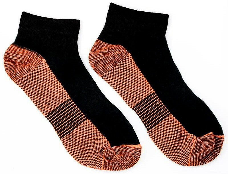 Large & Extra Large Black Copper Compression Ankle Socks Foot Heel Sleeve Arthritis Pain Relief Support
