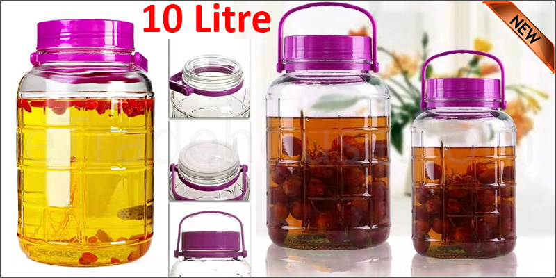 10 Litre Large Glass Preserve Food Beverage Juice Airtight Container Jar