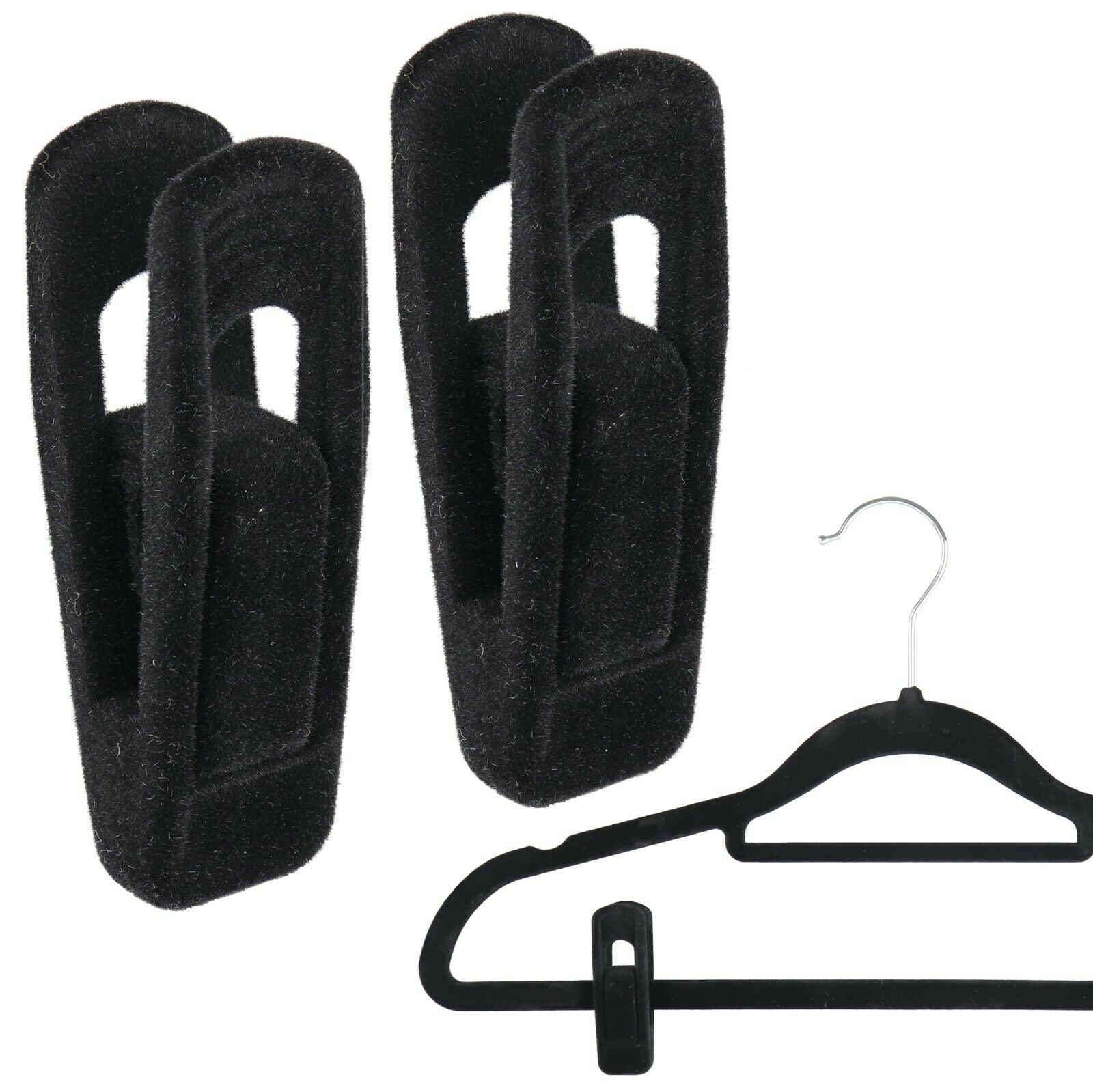 Pack of 10 Black Non-slip Clips for Velvet Coat Hangers Trousers Skirts