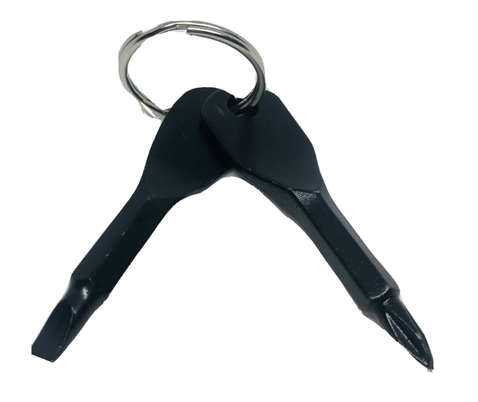 Black Screwdriver Stainless Steel Key Chain Ring Pocket Outdoor Multi Tool