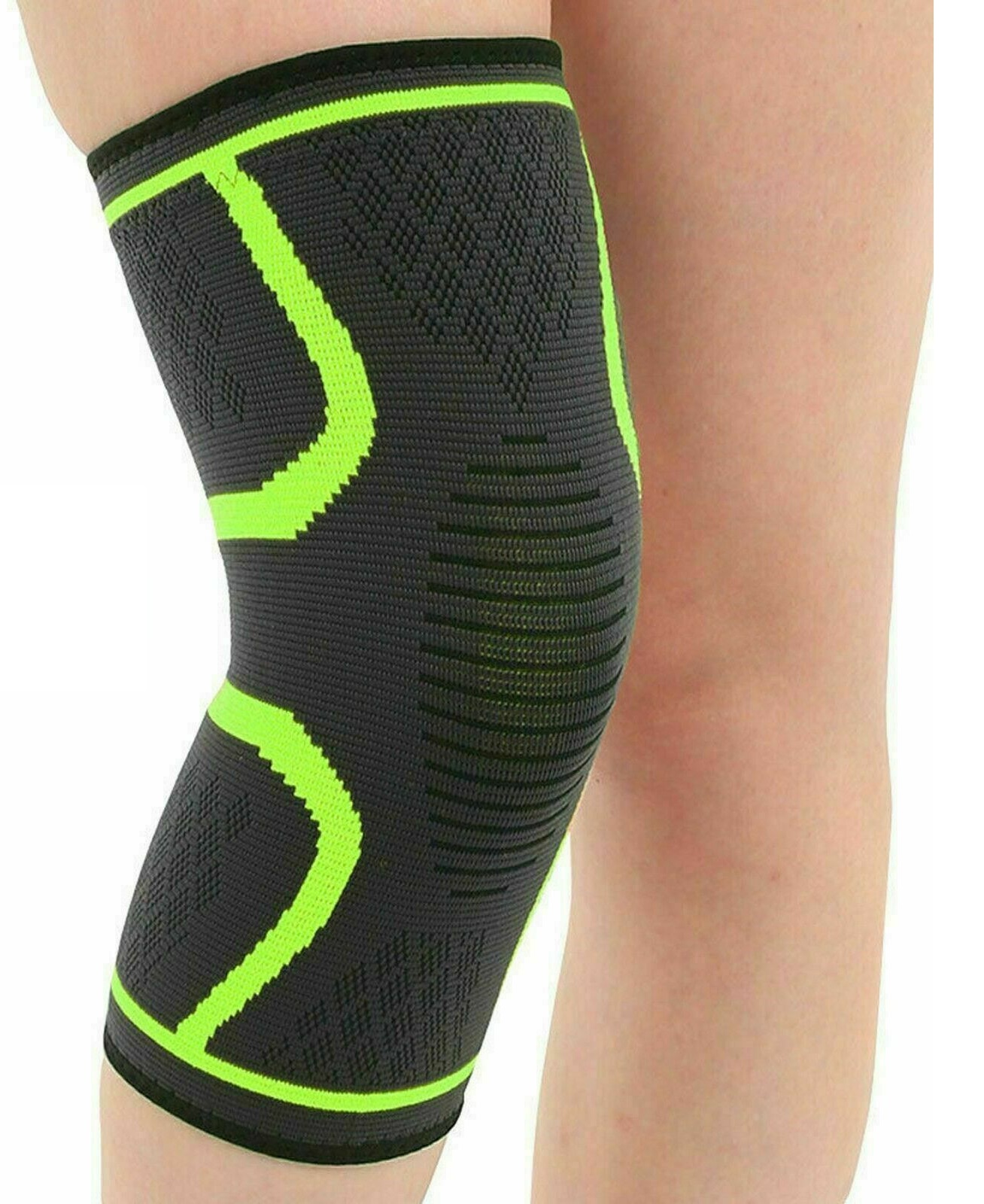 Green Large Knee Support Brace Compression Sleeve Arthritis For Running Gym Sports Protector