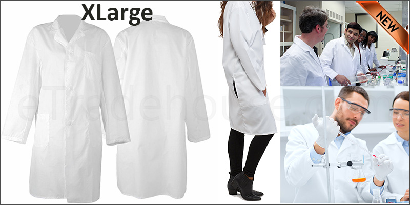 Lab Coat Hygiene Food Industry Warehouse Laboratory Doctors Medical Coat White Extra Large Size