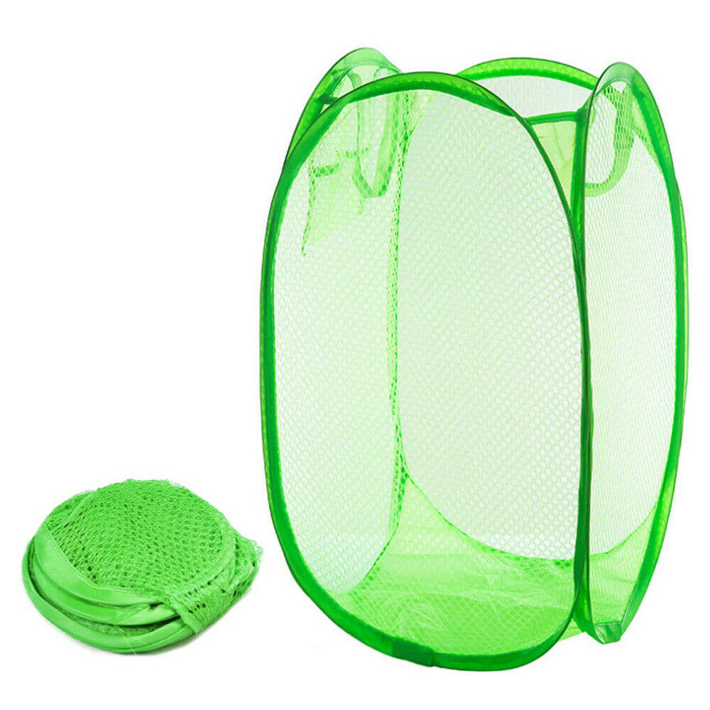 Green Laundry Bag Bin Pop up Mesh Foldable Washing Laundry Basket Bag Hamper Storage