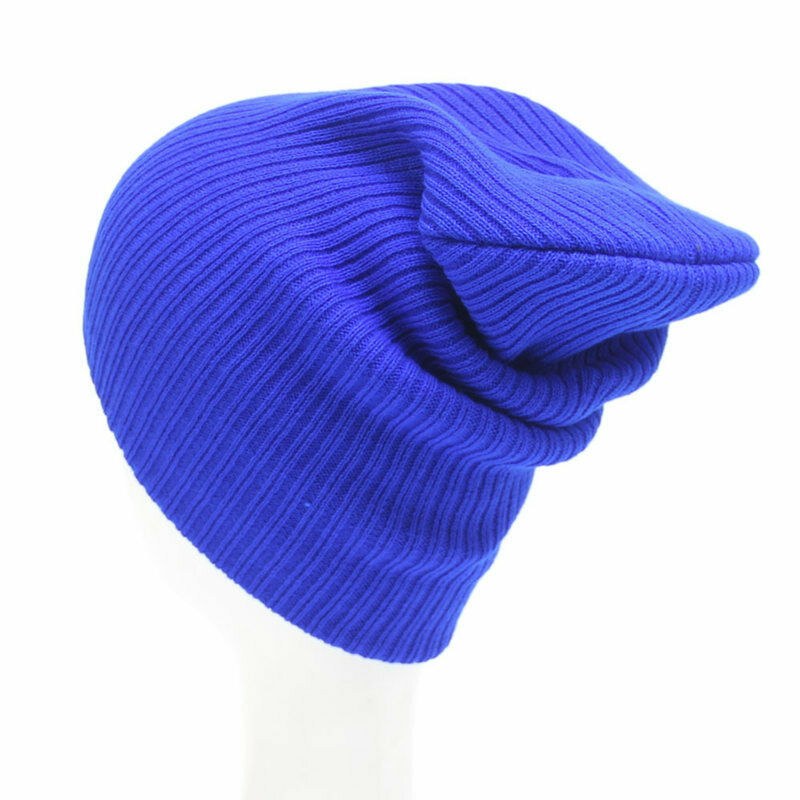 Royal Blue Mens Ladies Knitted Woolly Winter Slouch Beanie Hat Cap One Size skateboard