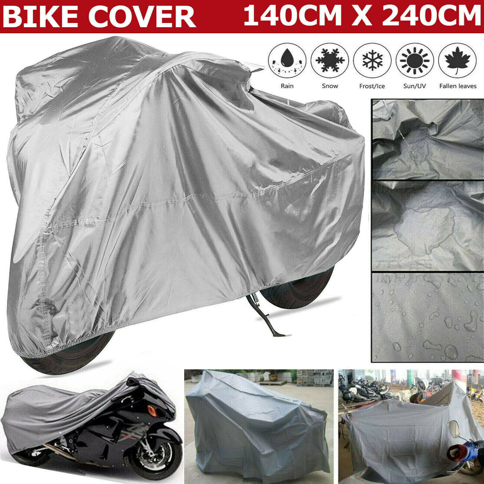 Large Motorcycle Bike Motorbike Cover Waterproof Outdoor Snow Rain UV Protector