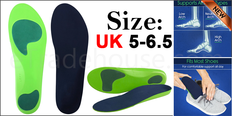 Orthotic Insoles For Arch Support Plantar Fasciitis Flat Feet Back & Heel Pain  Uk5-6.5