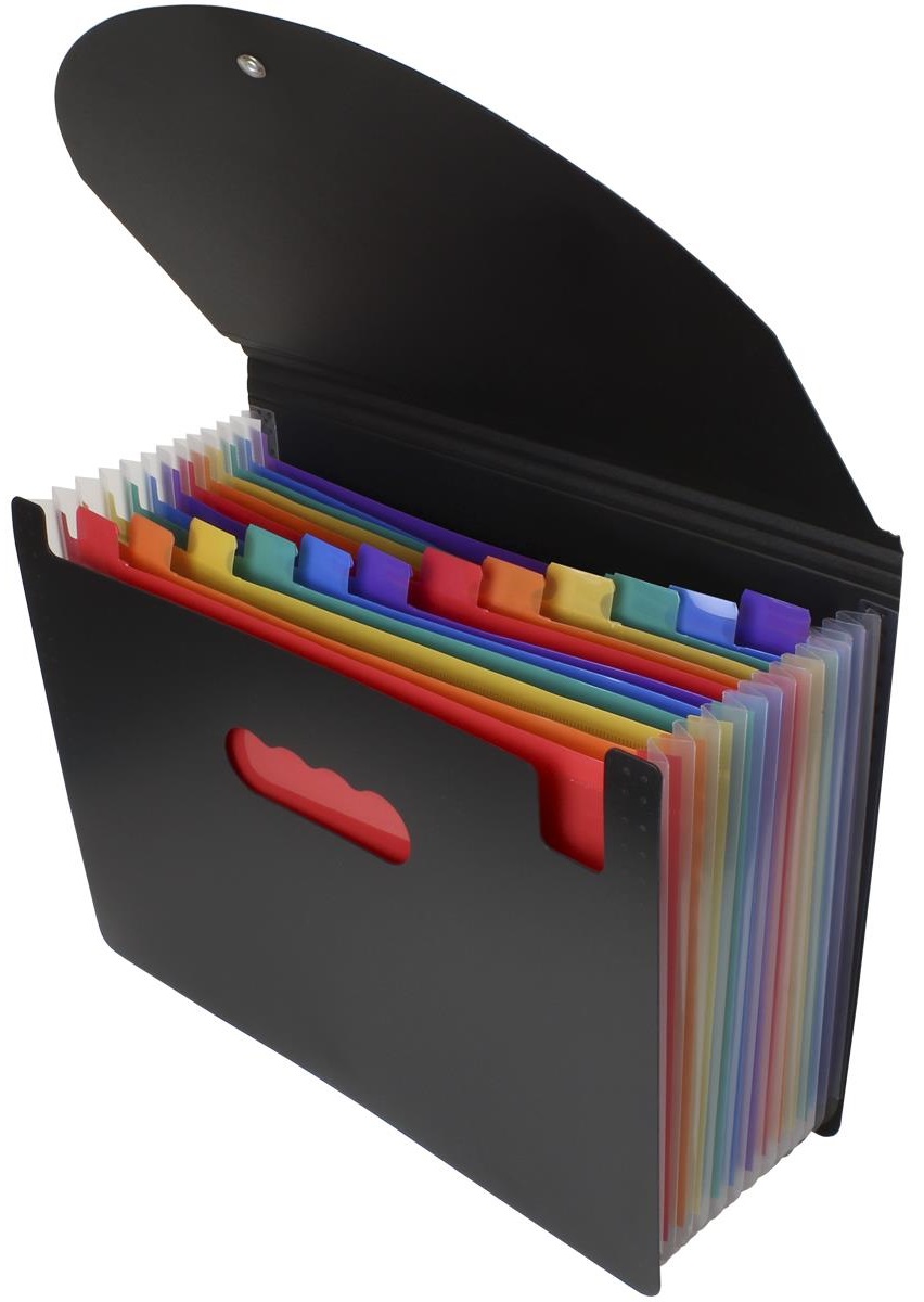 13 Multi Colour Pocket Black A-Z Month A4 Concertina Expanding File Accordion Folder Organiser Wallet Pockets