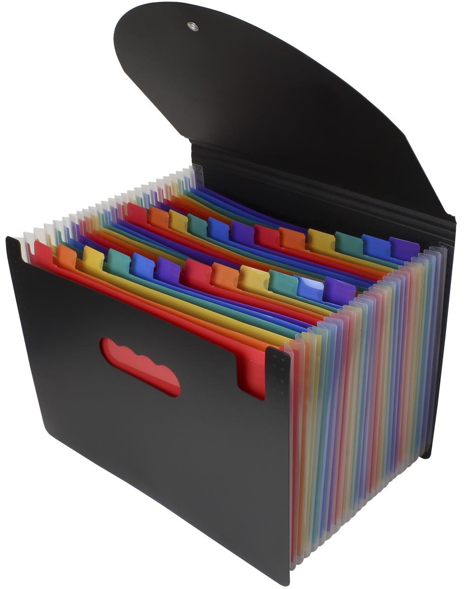 25 Multi Colour Pocket Black A-Z Month A4 Concertina Expanding File Accordion Folder Organiser Wallet Pockets