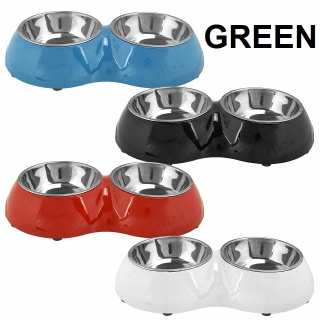 Pet Dog Cat Feeding Station Double Stainless Steel Bowls Twin Dish Food Water