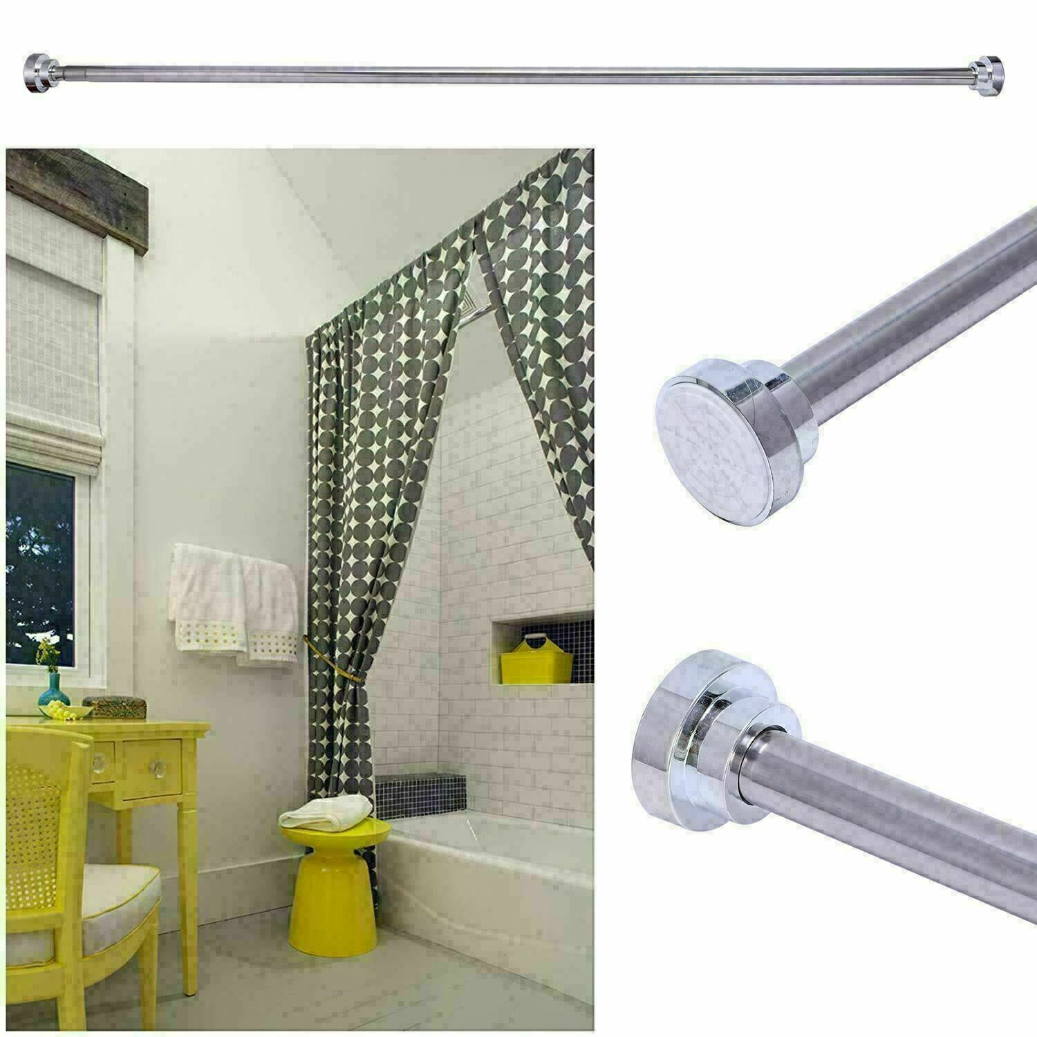 125220cm Chrome Bath Extendable Telescopic Shower Curtain Rail