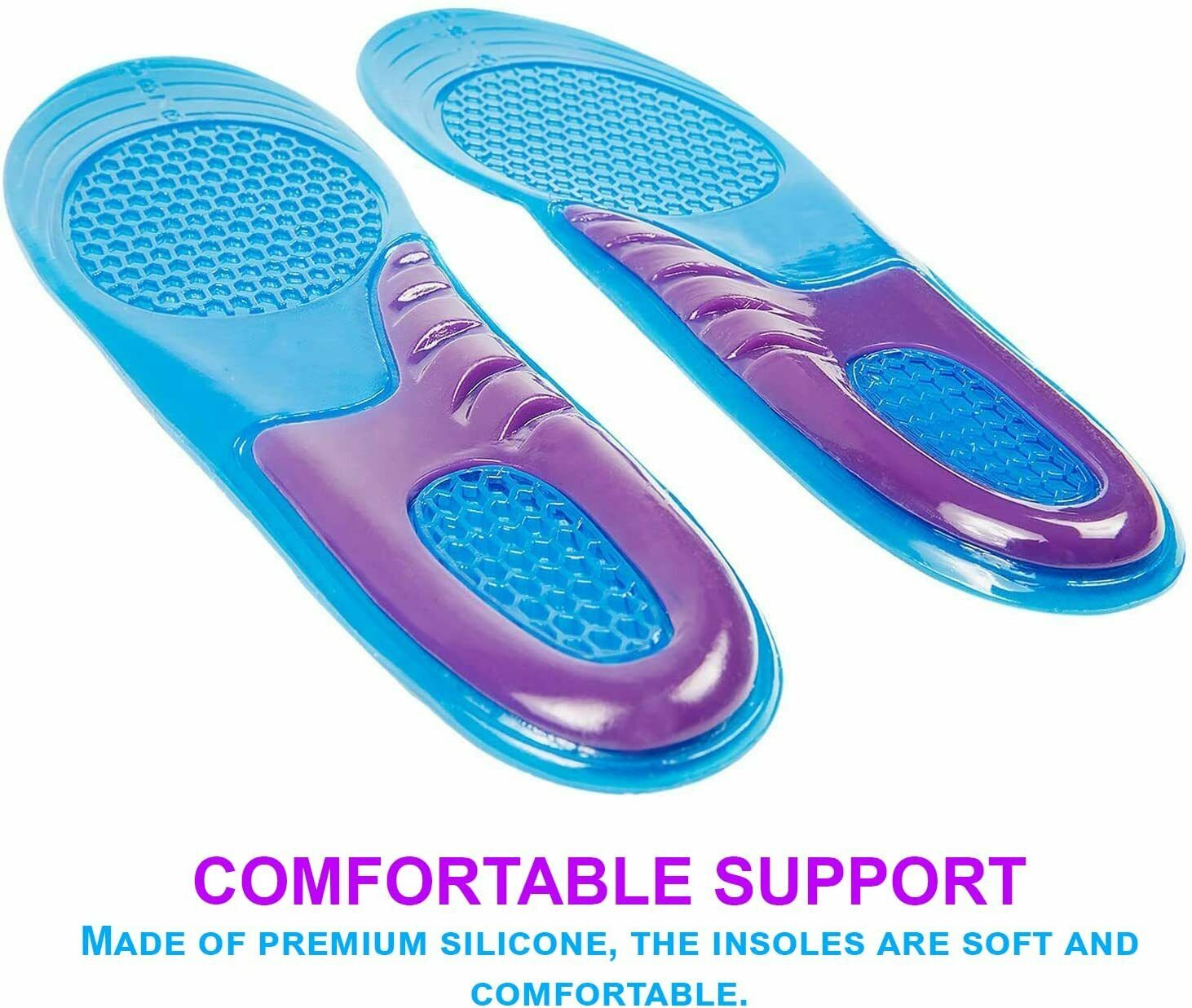 Women Blue Size 8-12 Work Boots Orthotic Shoe Inserts Gel Insoles Arch Support Pads Massaging Feet