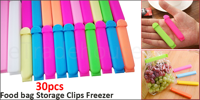 New Pack Of 30 Assorted Food Bag Storage Clips Freezer Fridge Sealing Pegs Uk