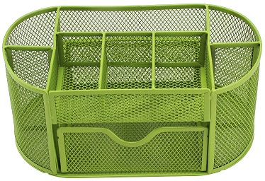 Green Pencil Tray Mesh Pen Holder Stationery Container Storage Desk Tidy Organiser