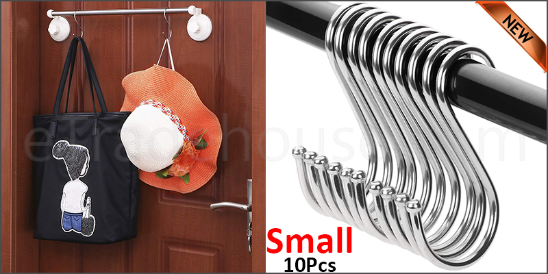 10 Stainless Steel Metal S Hooks Kitchen Utensil Hanger Cloths Hanging Rail Small Size