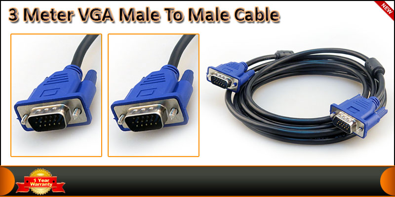 3 Meter Vga Male To Male Cable