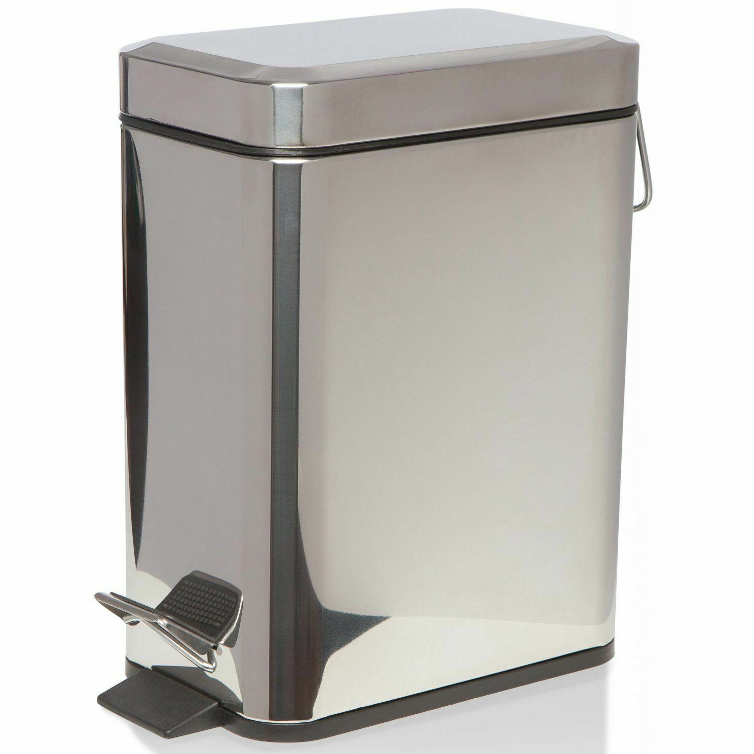 Silver 5L Square Stainless Steel Kitchen Rubbish Waste Dust Pedal Bin