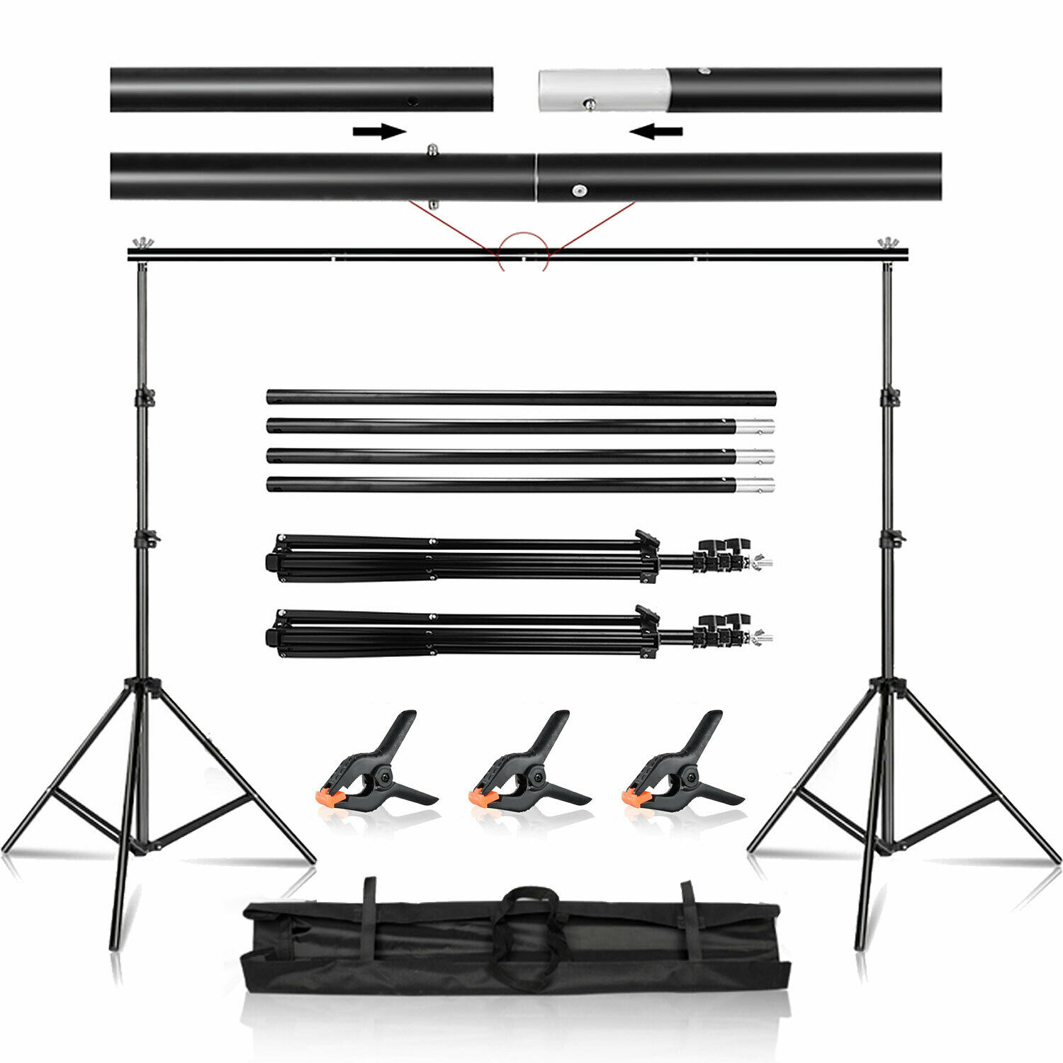 10Ft Adjustable Photography Background Support Stand Photo Backdrop Crossbar Kit