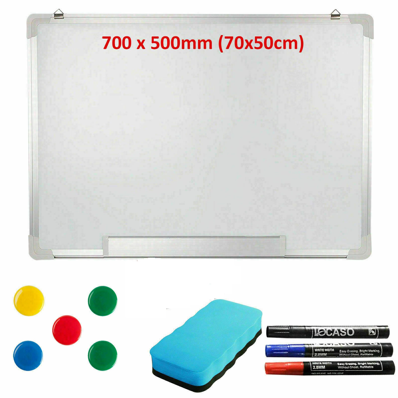 700 X 500mm Magnetic Whiteboard Small Large White Board Dry Wipe Office Home School Notice