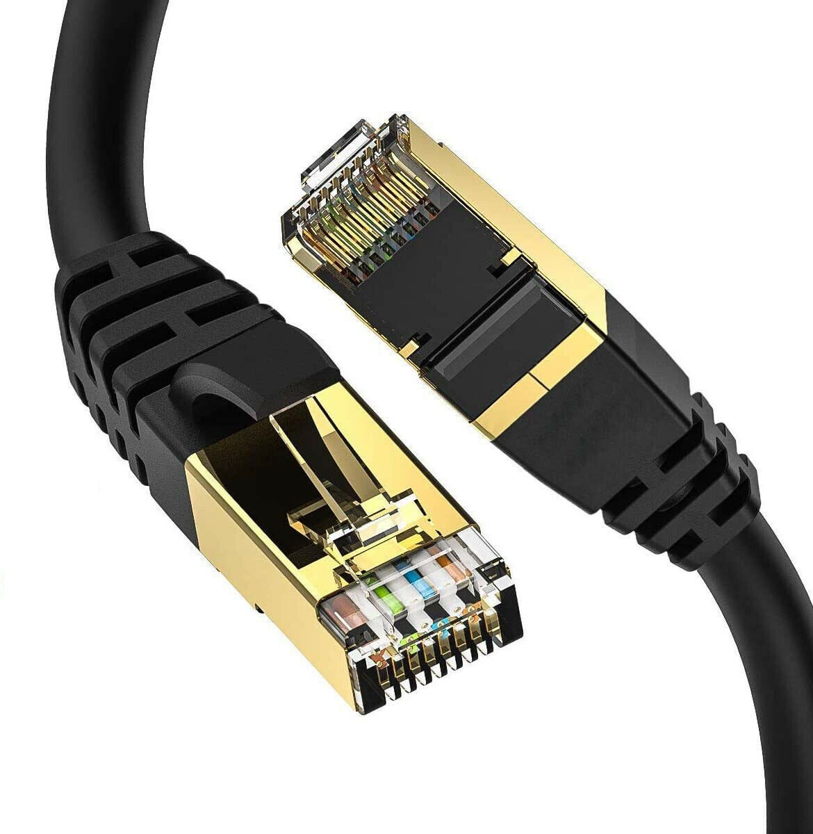 2M Black Colour Cat8 Ethernet Network Cable 40Gbps Lan Patch Cord SSPT Gigabit