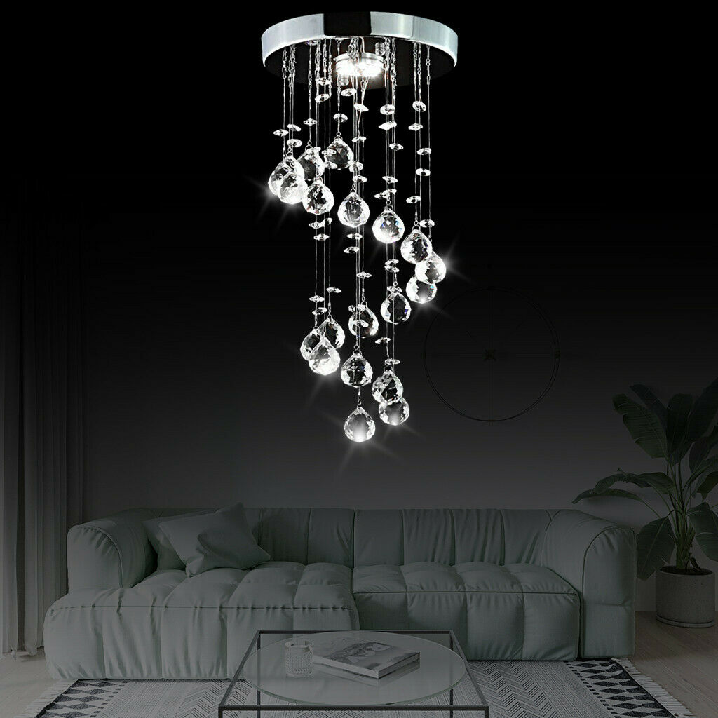 Cool White Light Modern Led Crystal Ceiling Light Lamp Fitting Pendant Chandelier Chrome Lights