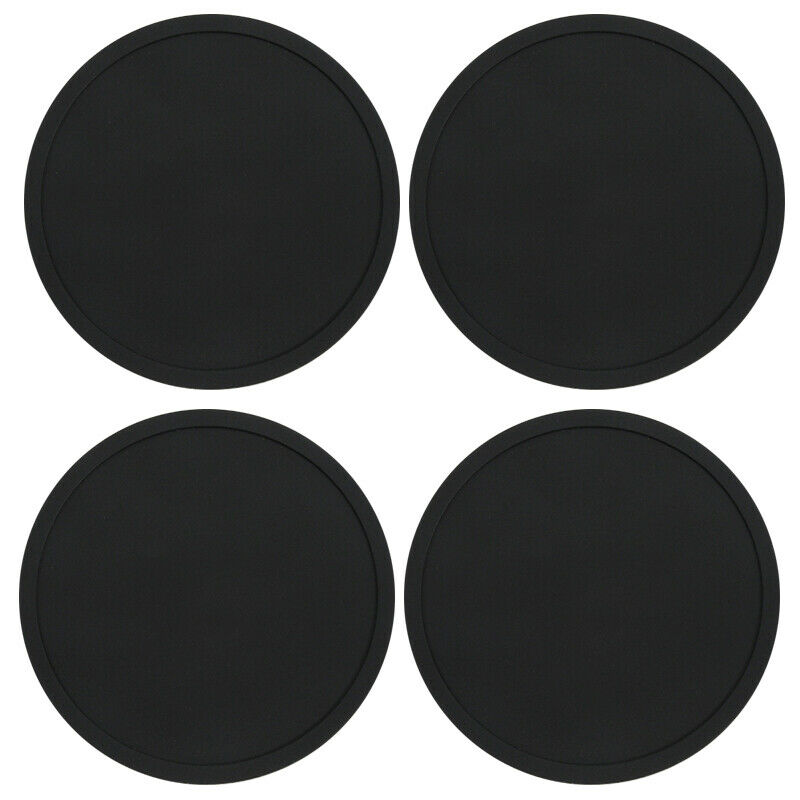 Black Premium Rubber Silicone Hot Drink Coasters Place Mat Coffee Tea Mug - 4 Pack