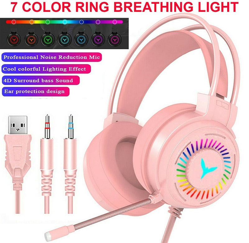 M10 Gaming Headset RGB LED Wired Headphones Stereo with Mic For One PS4 PC Xbox