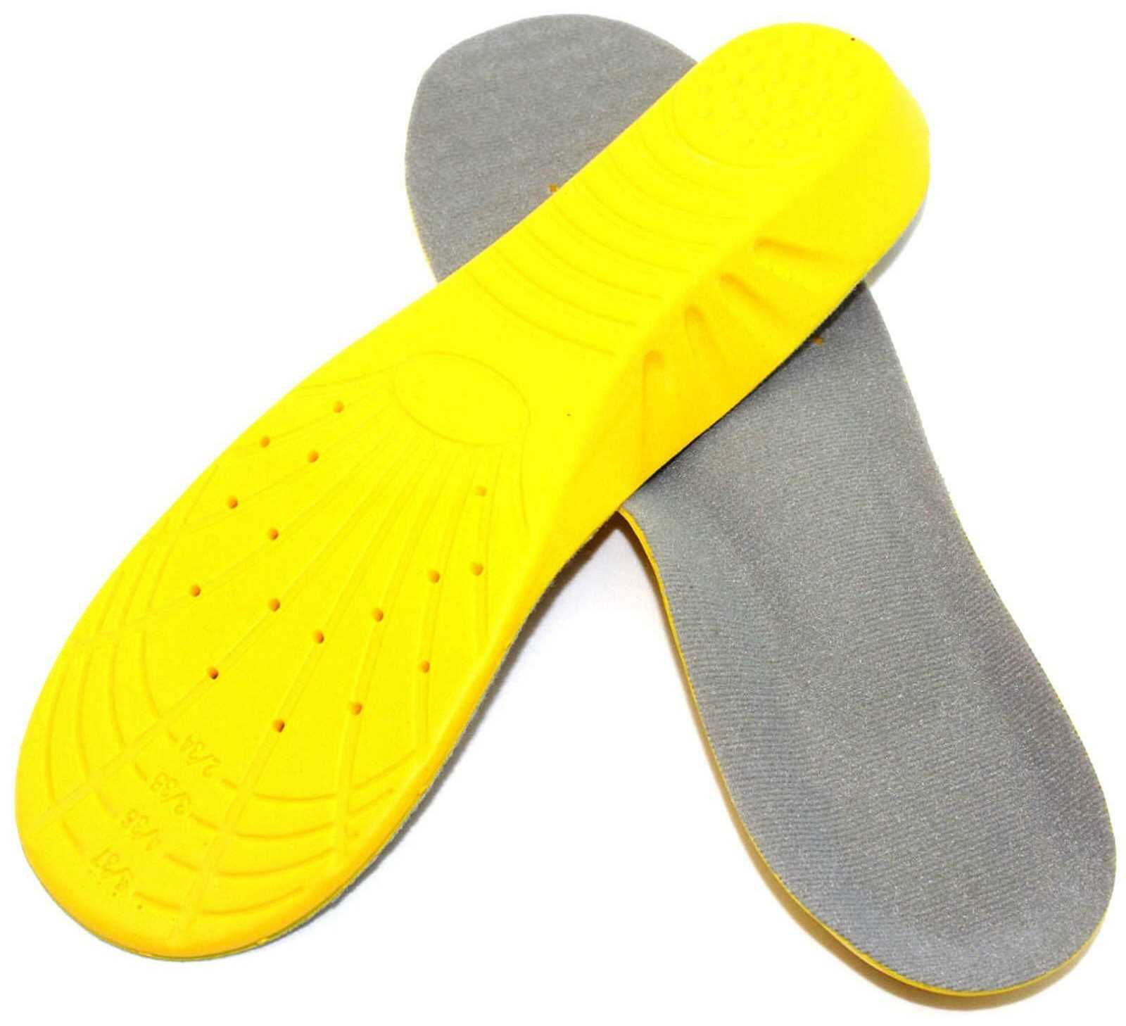 Large Yellow Memory Foam Orthopaedic Unisex Shoe Insoles Pads Trainer Foot Feet Comfort Heel