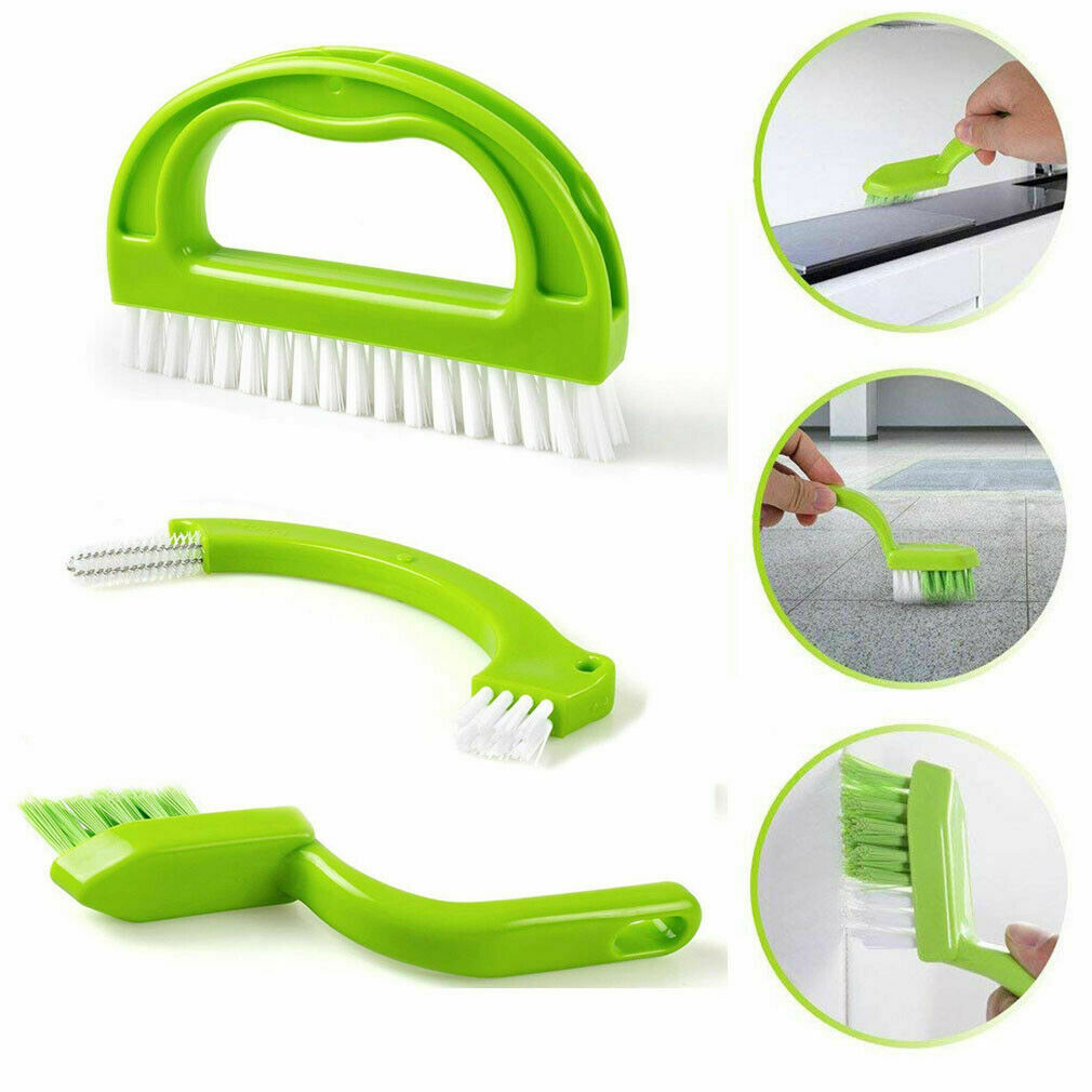 3 In 1 Tile Grout Cleaning Brush Mould Remover Narrow Stiff Scrub Stain Cleaner