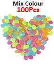 100Pc Glow In The Dark Pebble Stones Luminous Garden Walkway Flower Bed Shiny Mix Colours