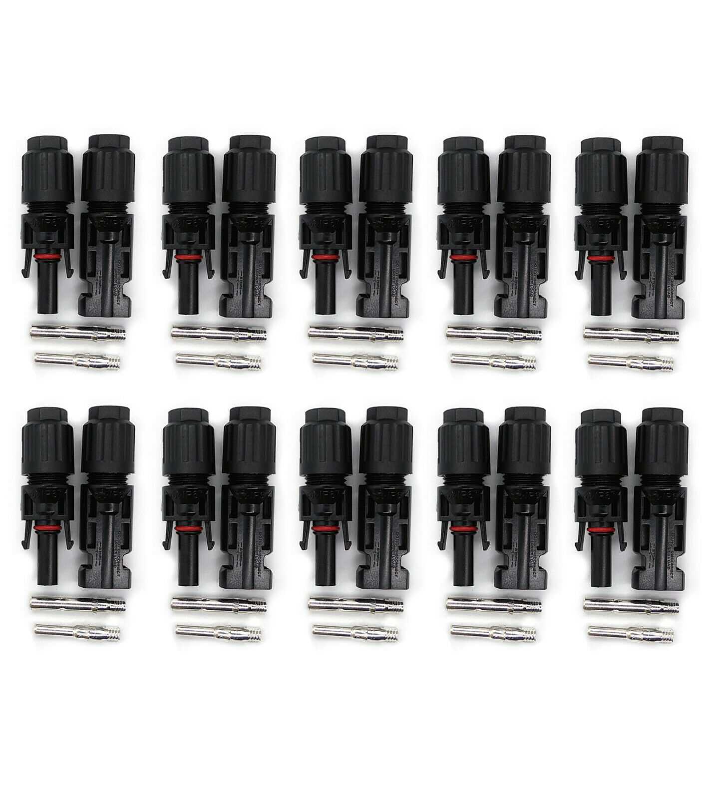 10 Pairs of Solar Panel Cable Connectors Male Female Compatible with MC4