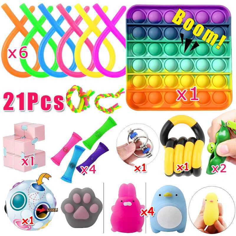 21 Pack Fidget Toys Set Sensory Tools Bundle Stress Relief Hand Kids Adults Sensory Toy