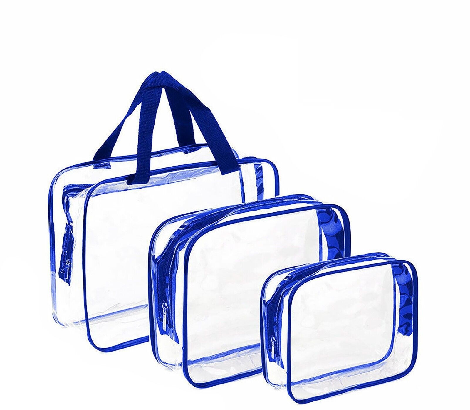 Blue Cosmetic Makeup Toiletry Clear Transparent PVC Travel Wash Bag