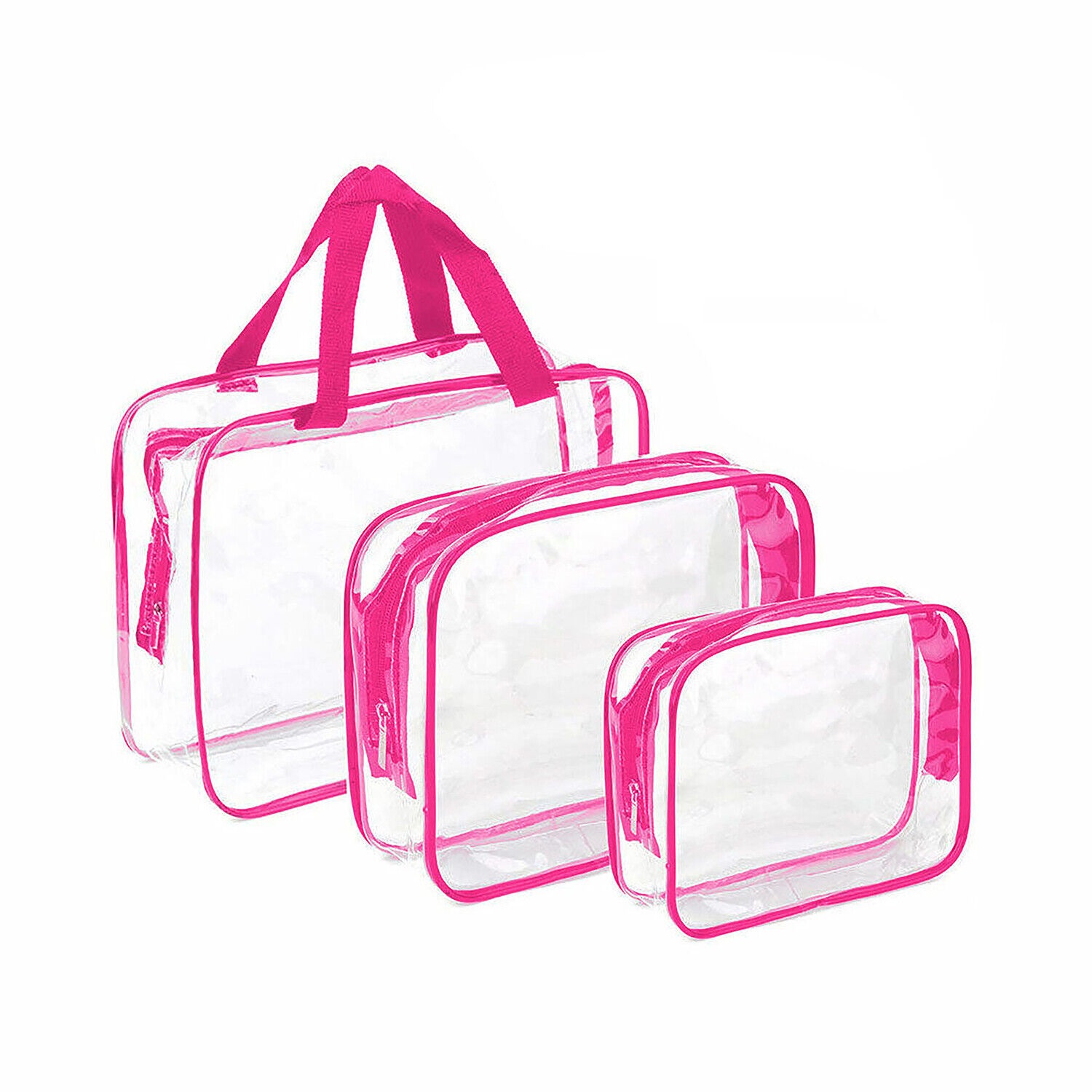 Pink Cosmetic Makeup Toiletry Clear Transparent PVC Travel Wash Bag